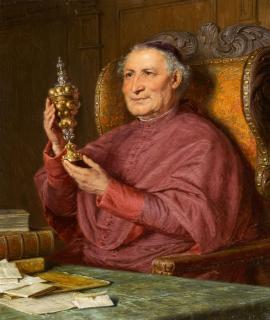 Eduard von Grützner - Mönch einen Akeleipokal betrachtend