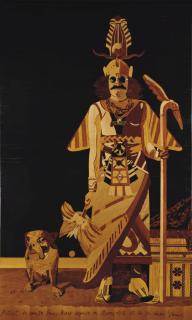 Eduardo Arroyo - Portrait du peintre Francis Biras déguisé en Pierre Loti et de son chien Vamos