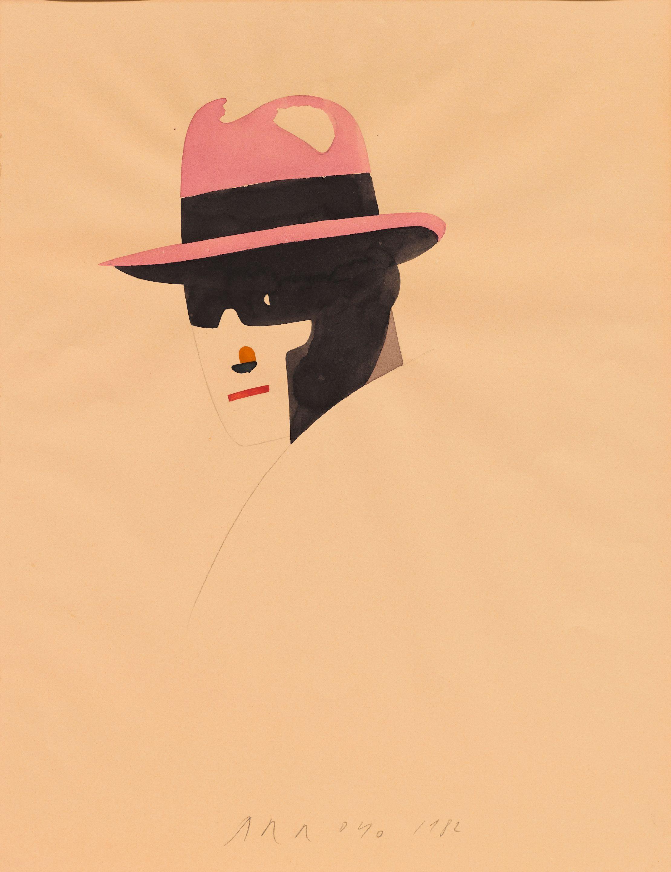 Eduardo Arroyo - Sans titre (Portrait au Chapeau)