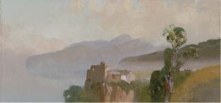 Eduardo Dalbono - An Old Fortress Overlooking The Sorrentine Coastline