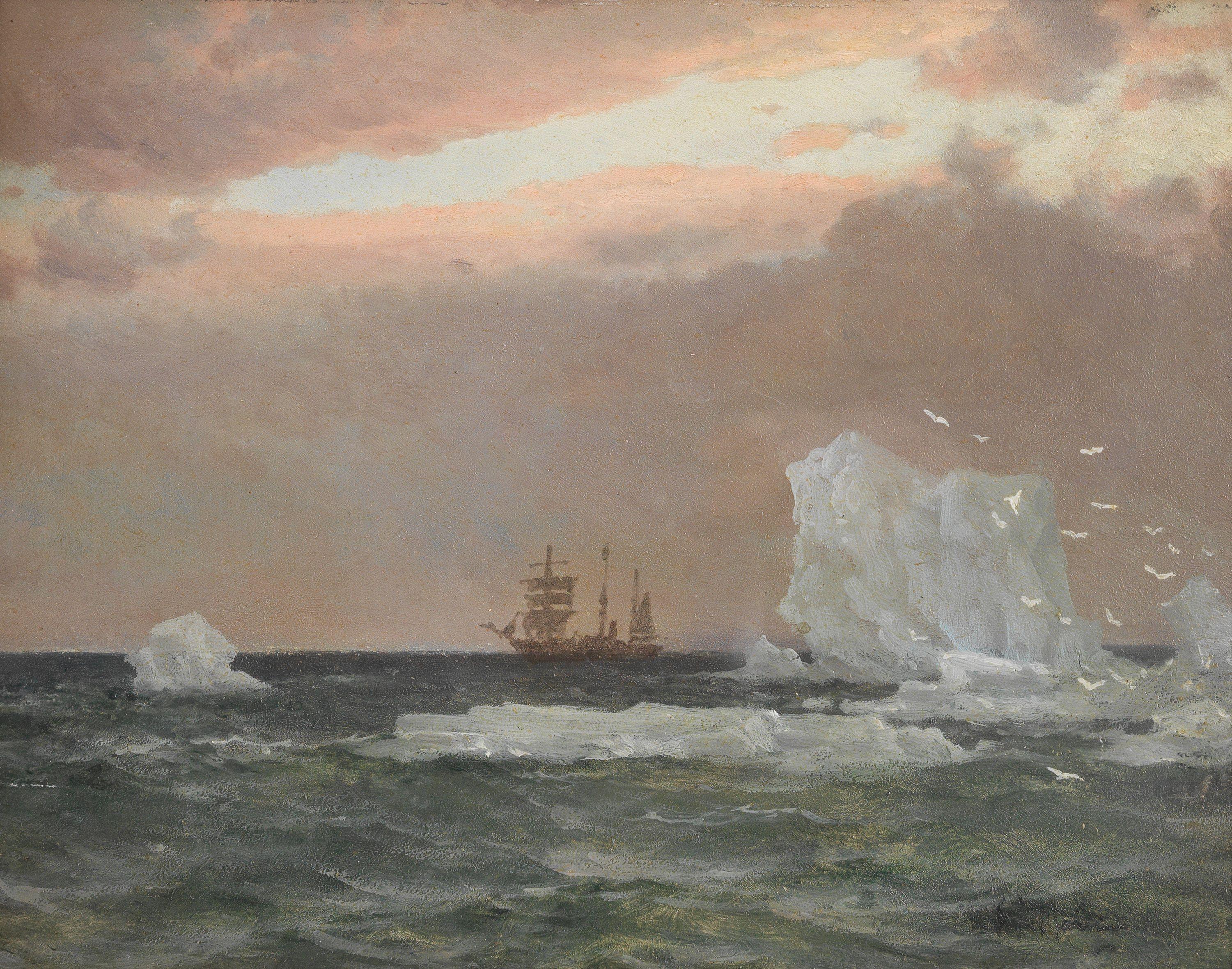 Eduardo de Martino - A distant view of a ship thought to be the Stella Polare in the North Pole