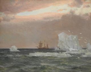 Eduardo de Martino - A distant view of a ship thought to be the Stella Polare in the North Pole
