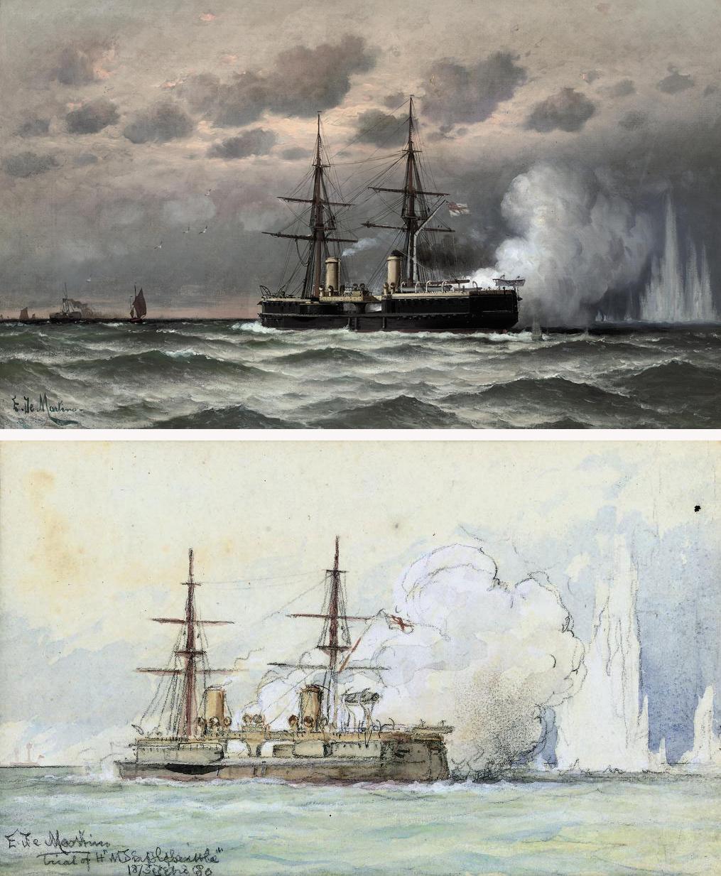 Eduardo Frederico Chevalier de Martino, C.V.O. - The new H.M.S. Inflexible at sea on her trials, September 1880