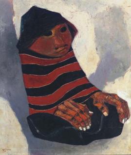 Eduardo Kingman - Muchacha en rojo y negro