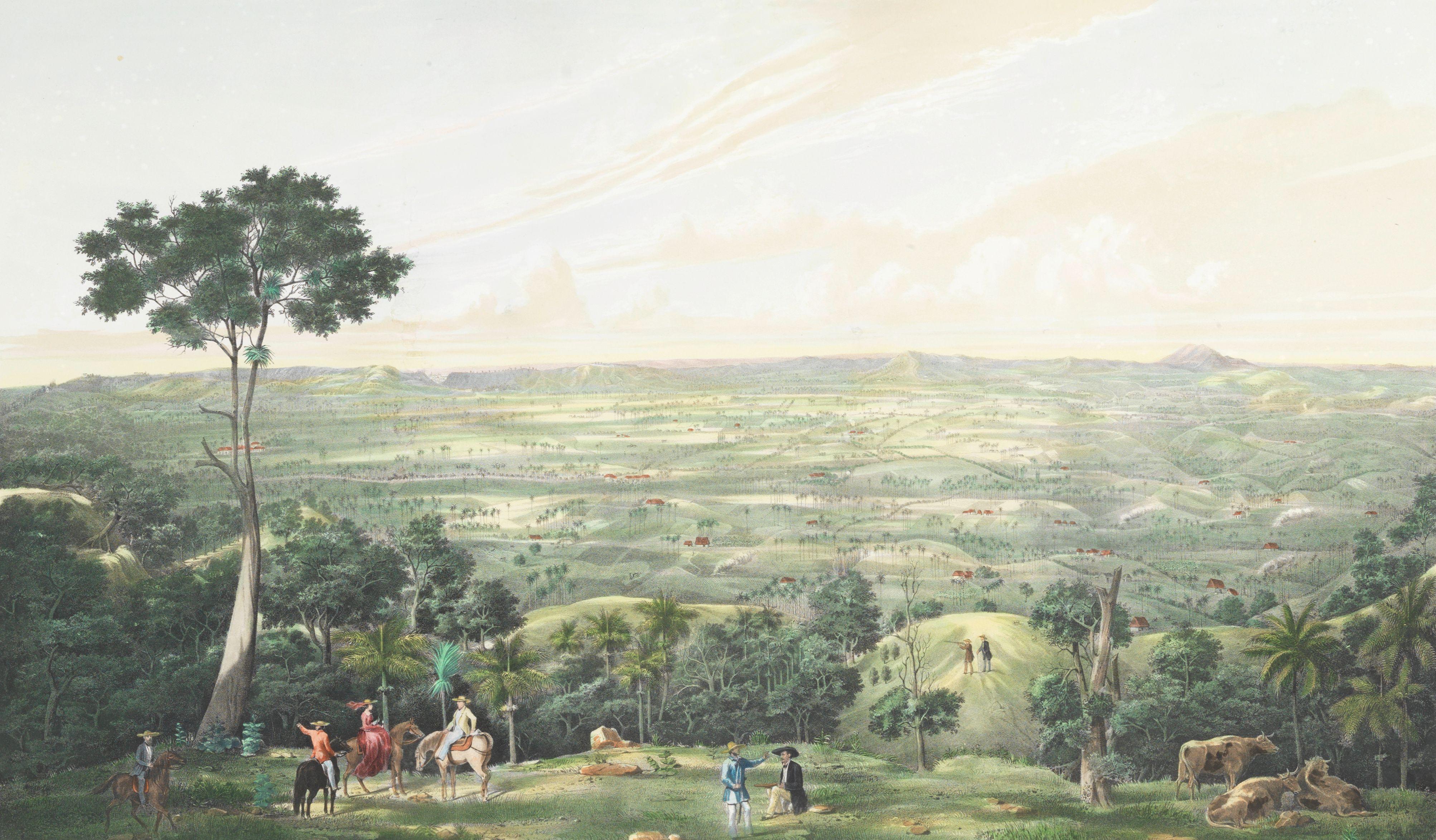 Eduardo Laplante - \'El Valle del Yumuri: Vista gral tomada dese El Potrero del in Ingenio Sn Sebastian - (Mtamzas)\', Cuba sheet 53.9 x 78.8cm (21 1/4 x 31in). unframed