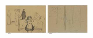 Edvard Munch - Døden og barnet (Death and the Child) (recto); Skog (Forest) (verso)