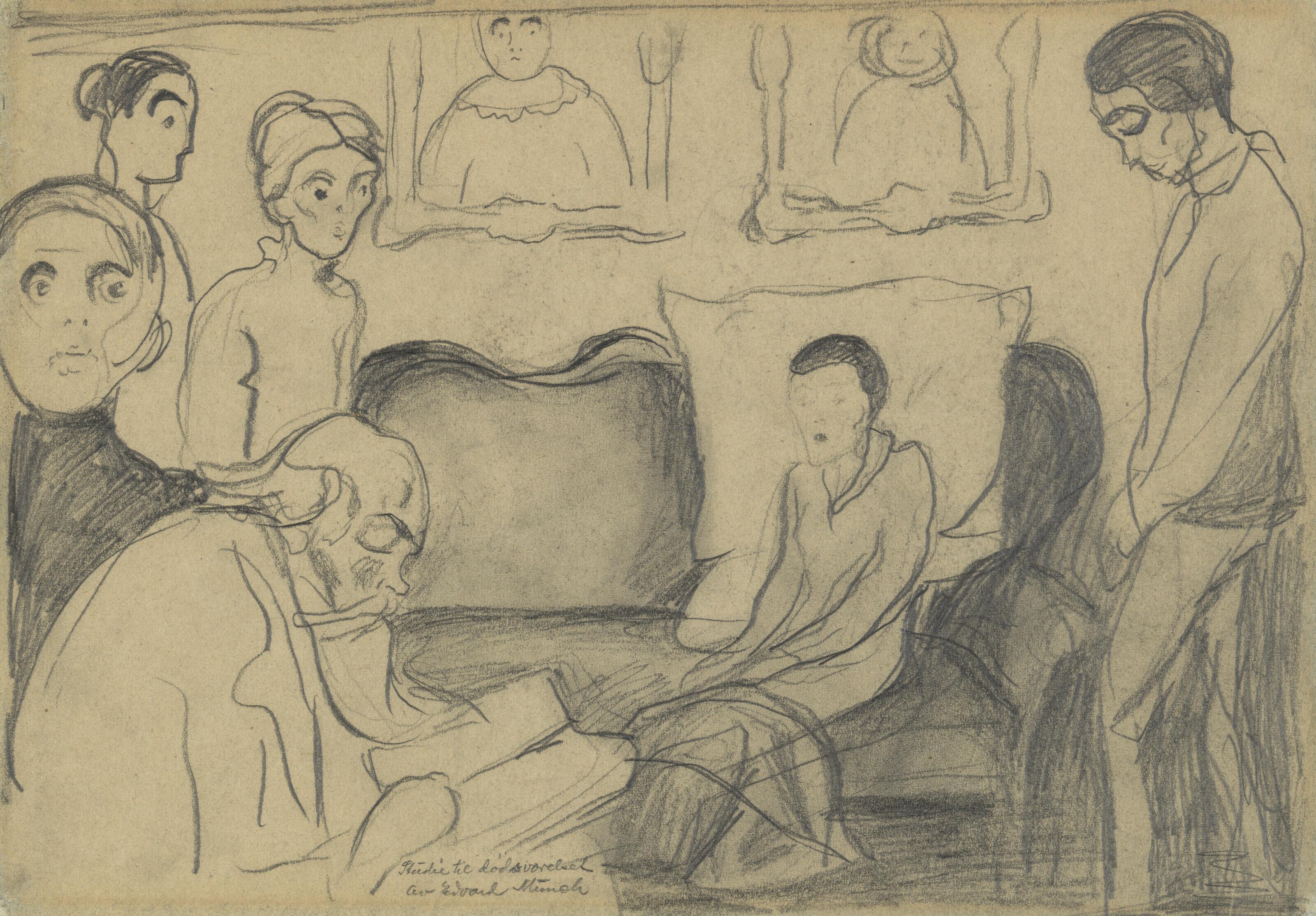 Edvard Munch - Familiescene. Sønnen (recto); Døden og barnet (verso)