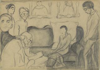 Edvard Munch - Familiescene. Sønnen (recto); Døden og barnet (verso)