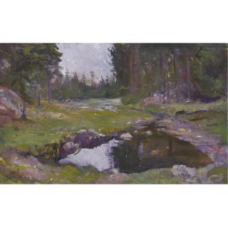 Edvard Munch - Skogs Landscap Med Tjern (Woodland Landscape With Lake)