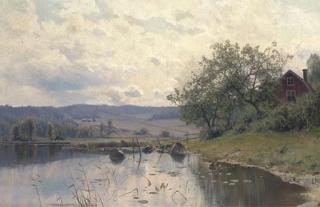 Edvard Rosenberg - A tranquil river landscape