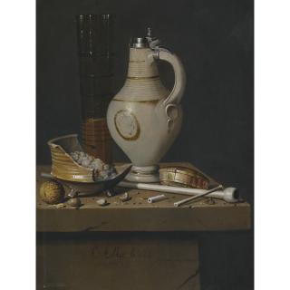 Edwaert Collier - A \'Toebakje\' Still Life Of Smoker\'S Requisites, A Jug And A Tall Glass Partly Filled With Beer