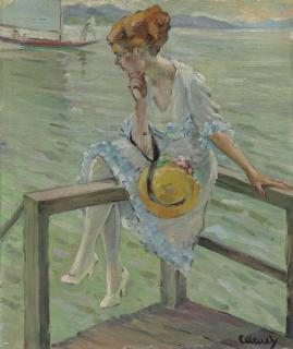 Edward Alfred Cucuel - An Elegant Lady by a lake