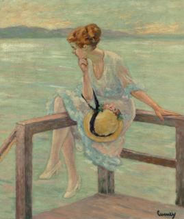 Edward Alfred Cucuel - Seated Woman on a Railing