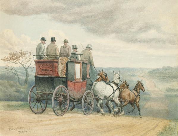 Edward Algernon Stuart Douglas - The stage coach Tally Ho on the open road