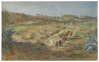 Edward Angelo Goodall, R.W.S. - A caravan proceeding up a hill