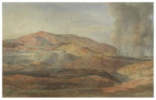 Edward Angelo Goodall, R.W.S. - A quarry with a raging fire