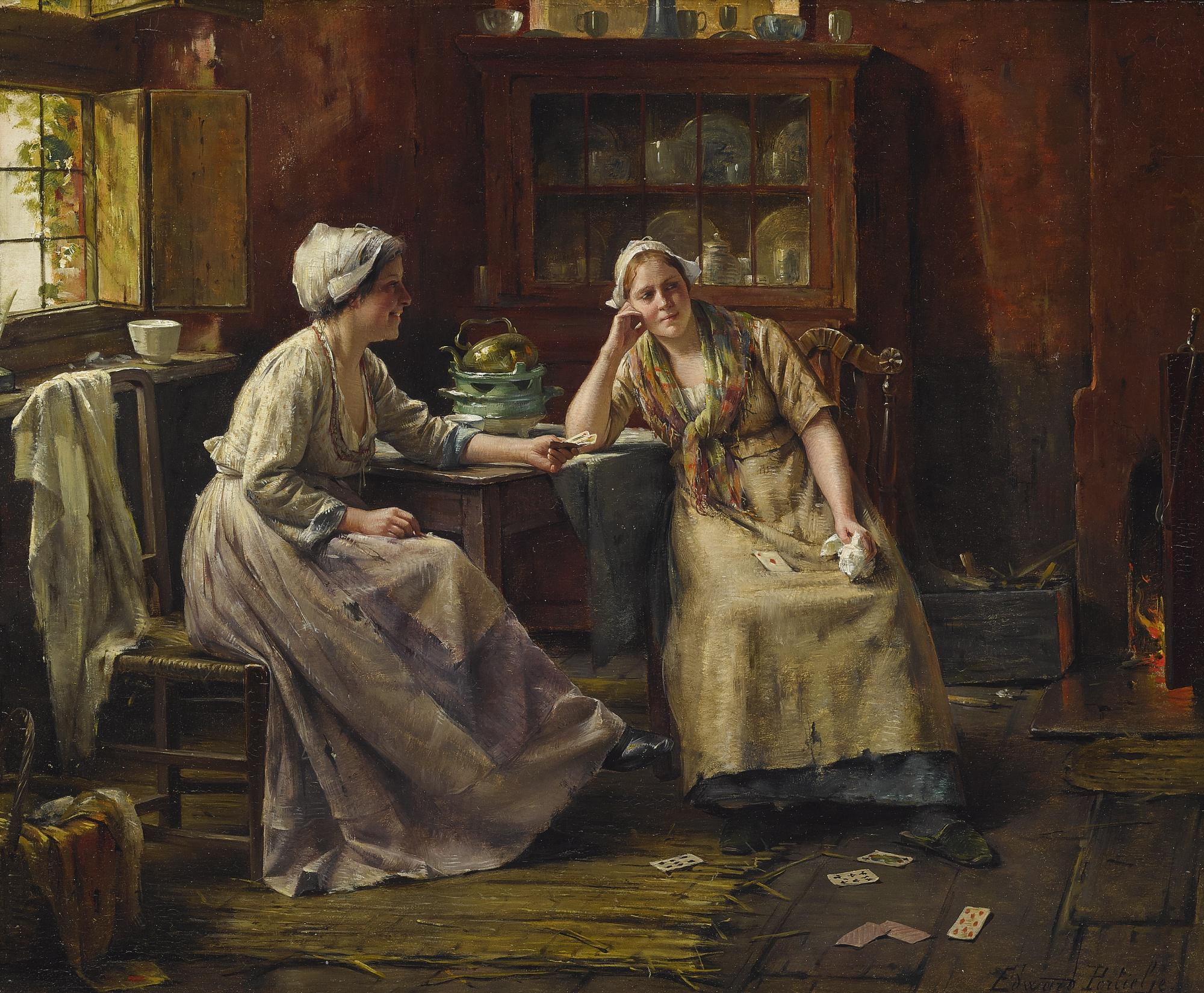 Edward Antoon Portielje - Belgian The Winning Hand