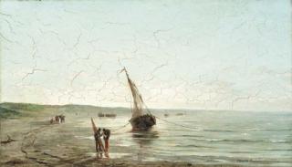 Edward Antoon Portielje - Fisherfolk on shore