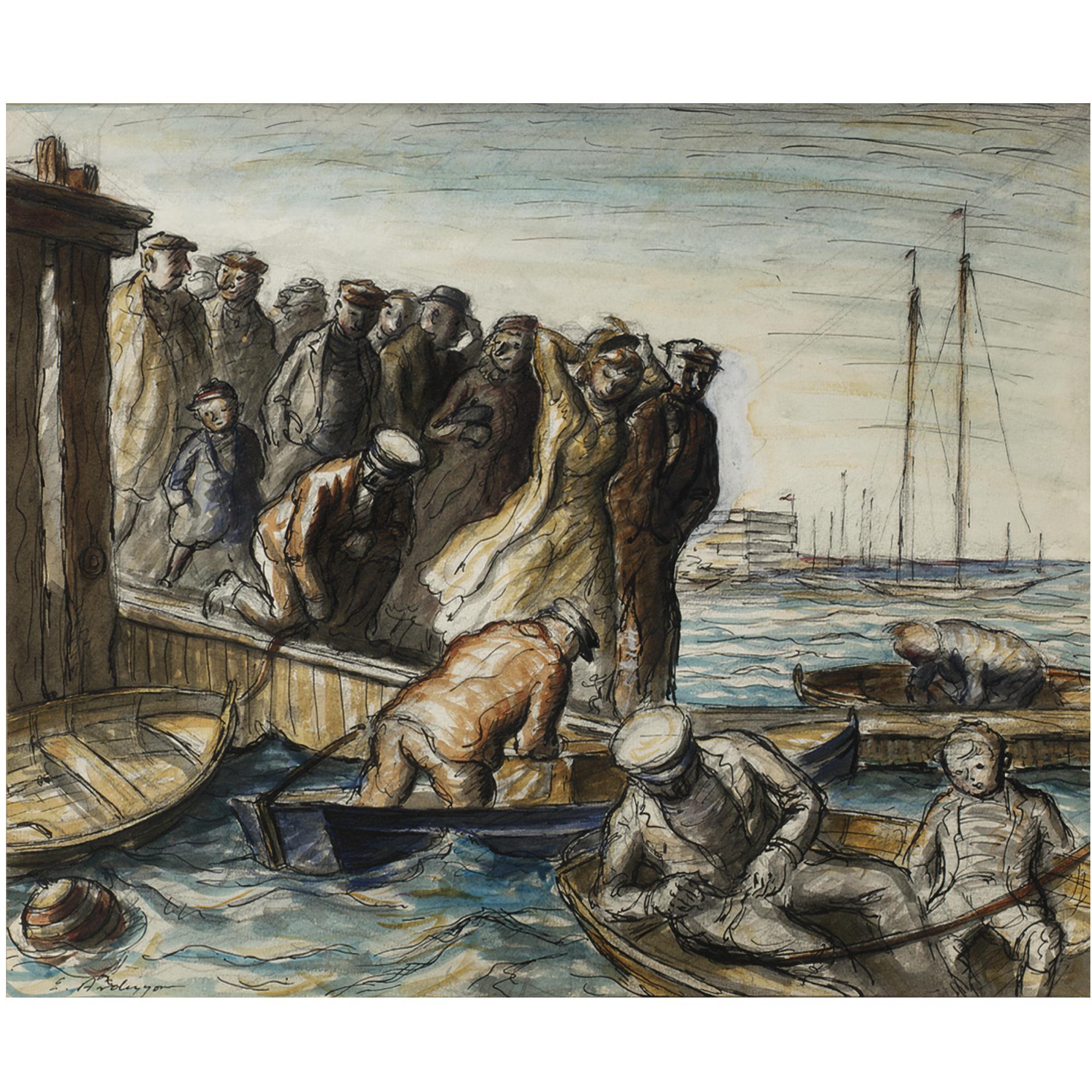 Edward Ardizzone - Figures On A Pier