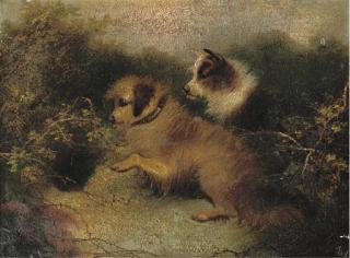 Edward Armfield - Eager Terriers Outside A Rabbit Hole; And Excited Terriers On The Scent