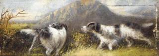 Edward Armfield - Gundogs on the scent; and Dogs hunting in shrubland