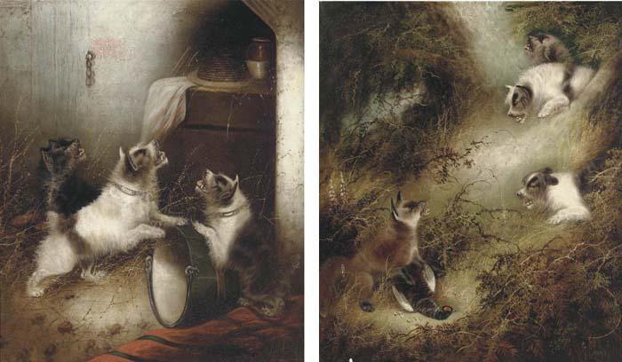 Edward Armfield - Terriers Ratting; And Terriers With A Fox And Pheasant