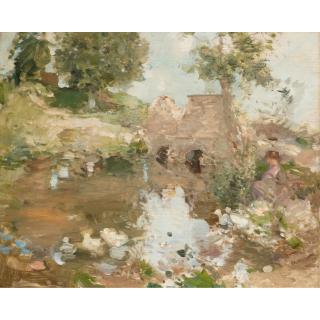 Edward Arthur Walton, R.S.A., P.R.S.W. - A Suffolk Duck Pond