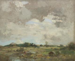Edward Arthur Walton RSA PRSW HRWS - Pastoral landscape with cattle