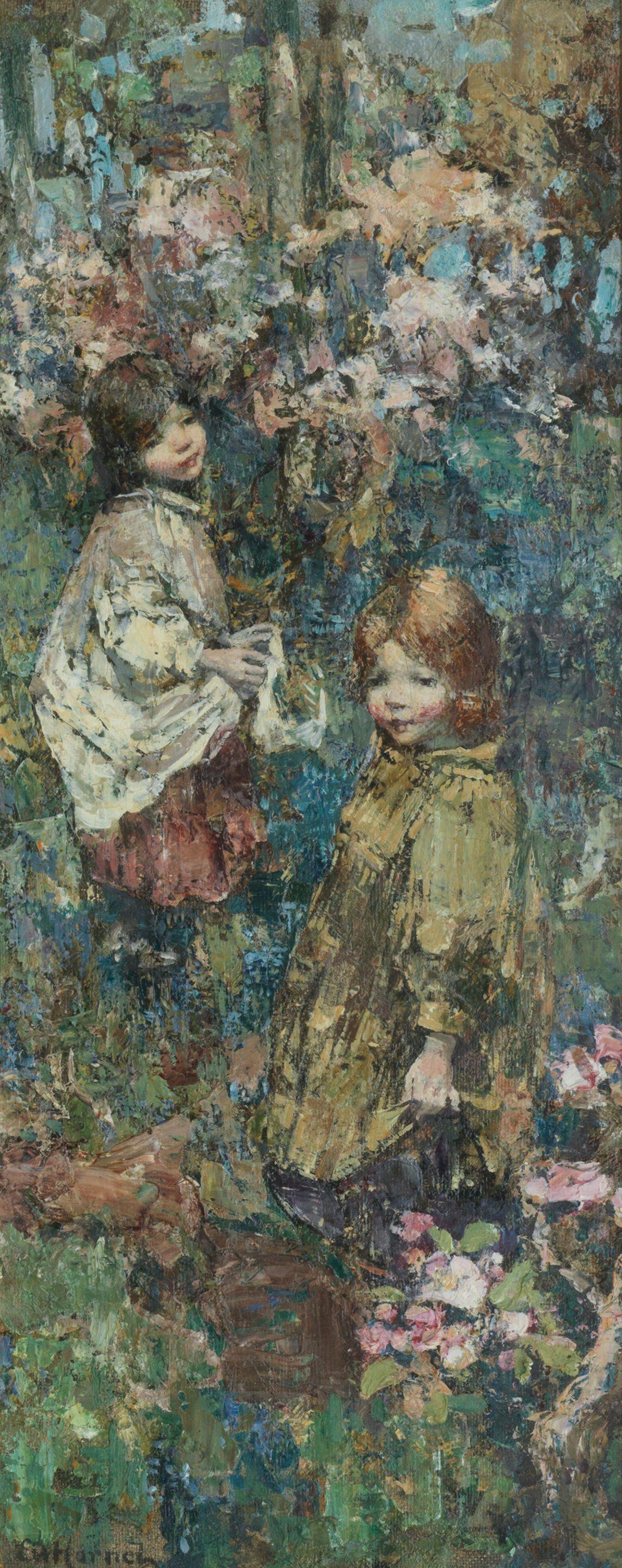 Edward Atkinson Hornel - Amongst the blossom