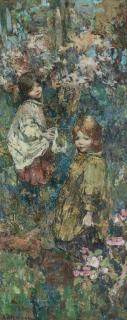 Edward Atkinson Hornel - Amongst the blossom