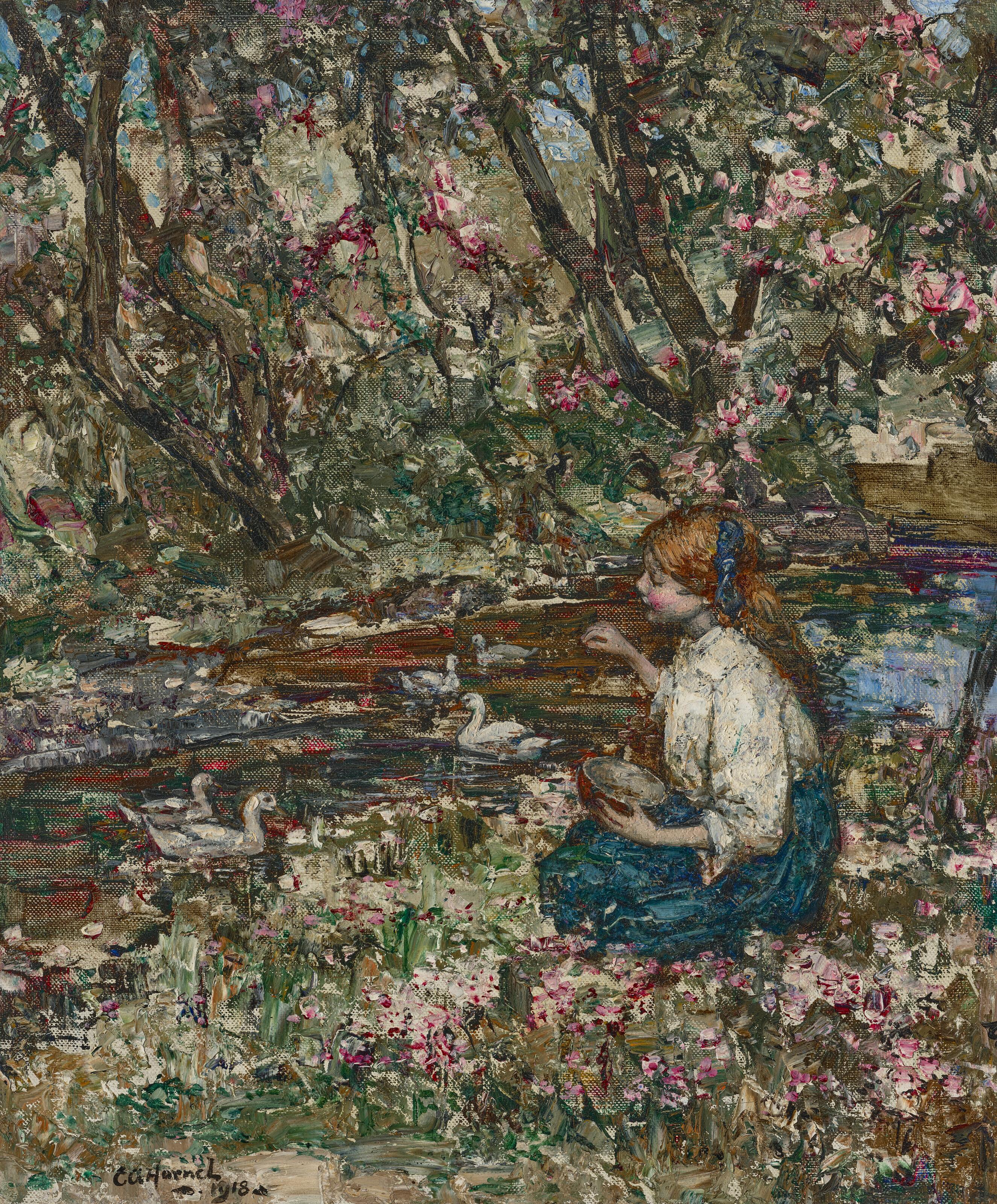 Edward Atkinson Hornel - Feeding the Ducks