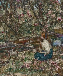 Edward Atkinson Hornel - Feeding the Ducks