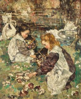 Edward Atkinson Hornel - Gathering Mushrooms