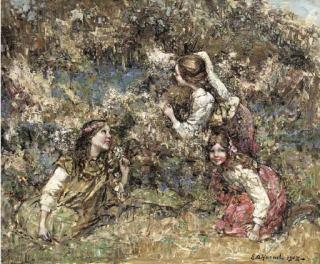 Edward Atkinson Hornel - Girls in a wood