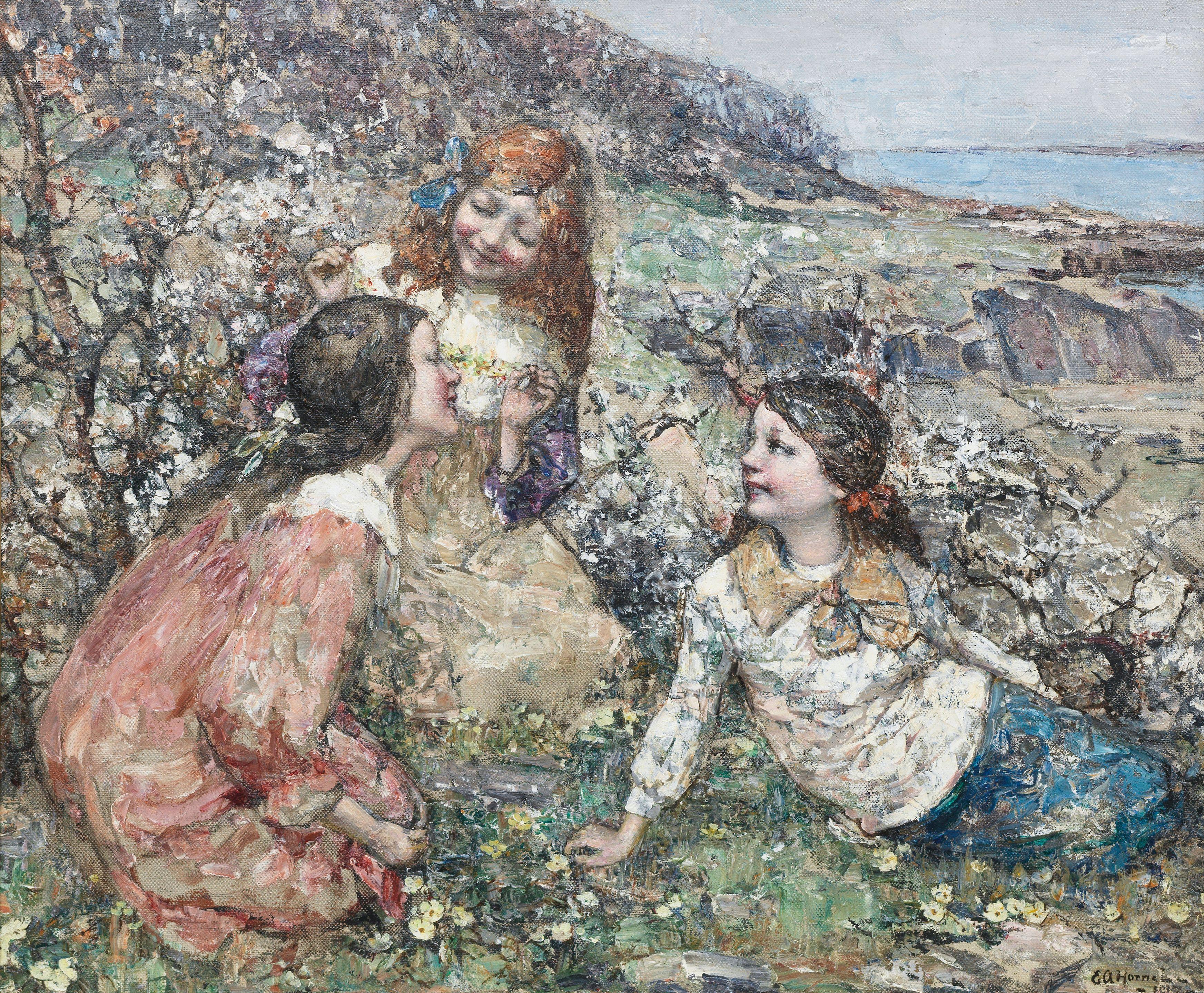 Edward Atkinson Hornel - Wearing Spring Garland