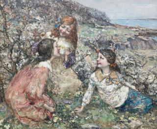 Edward Atkinson Hornel - Wearing Spring Garland