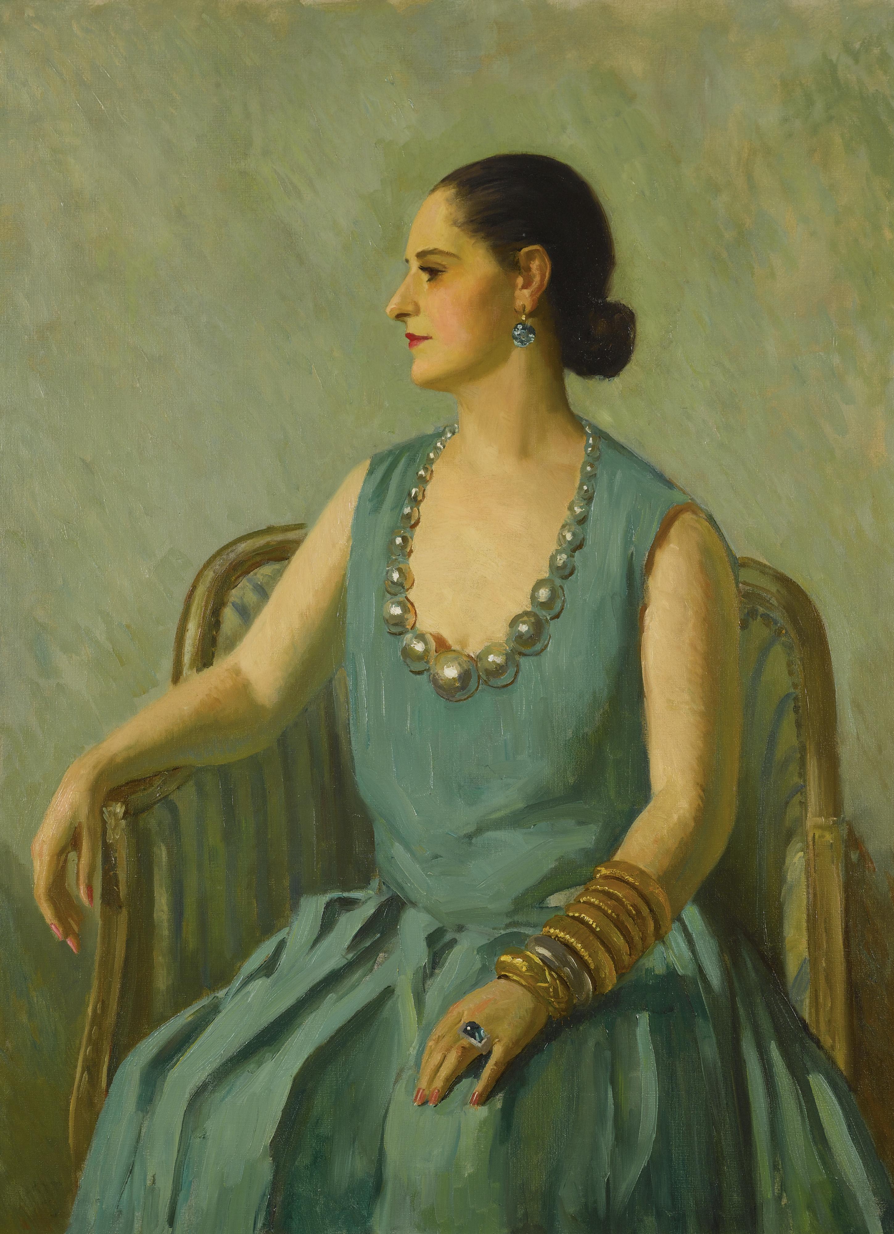 Edward Barnard Lintott - Helena Rubinstein In A Green Dress