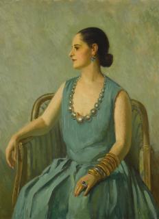 Edward Barnard Lintott - Helena Rubinstein In A Green Dress