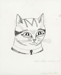 Edward Bawden R.A. - A set of eight pen and ink illustrations of cats