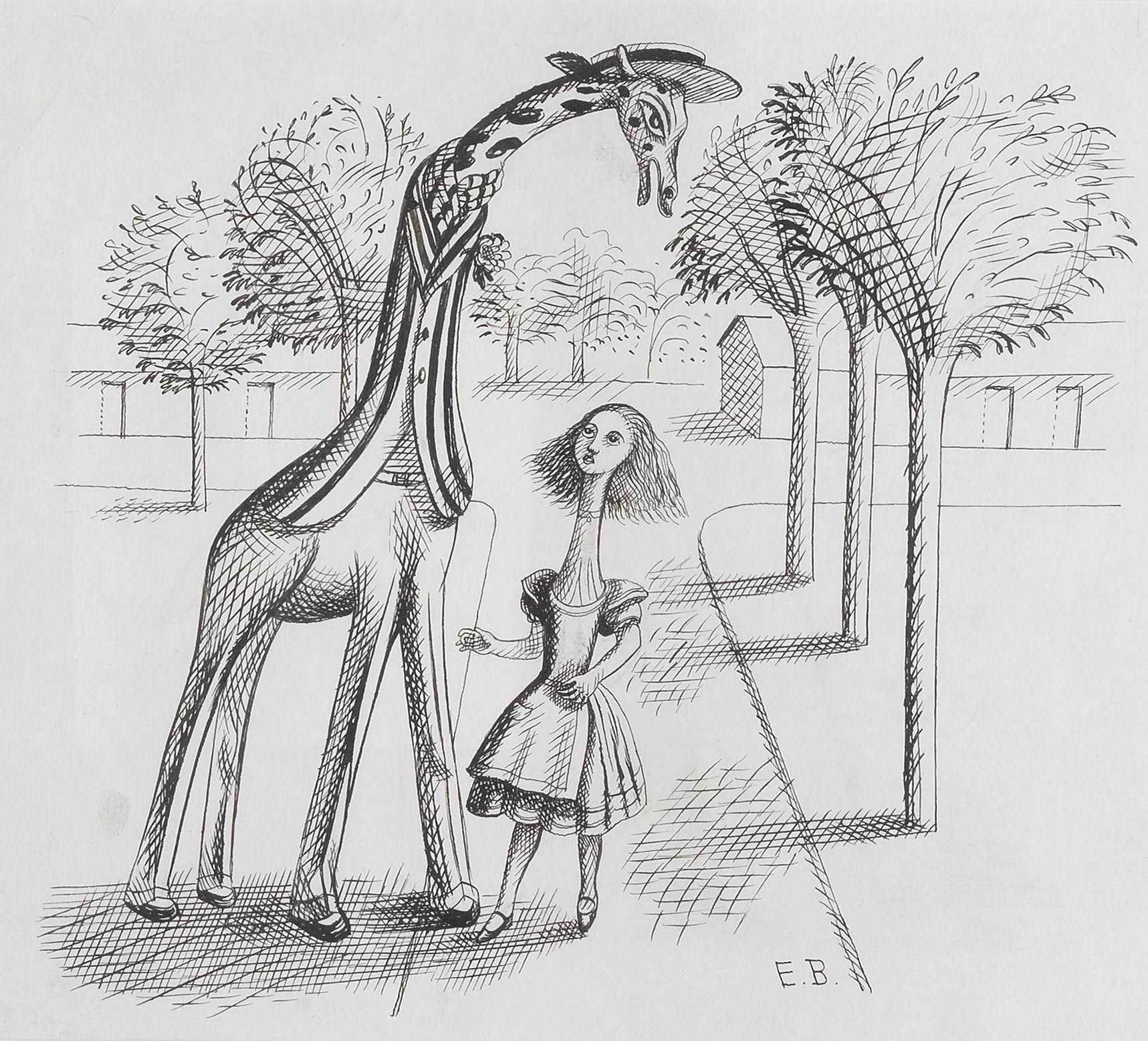 Edward Bawden R.A. - \'Are you a common giraffe?\' said Alice timidly...