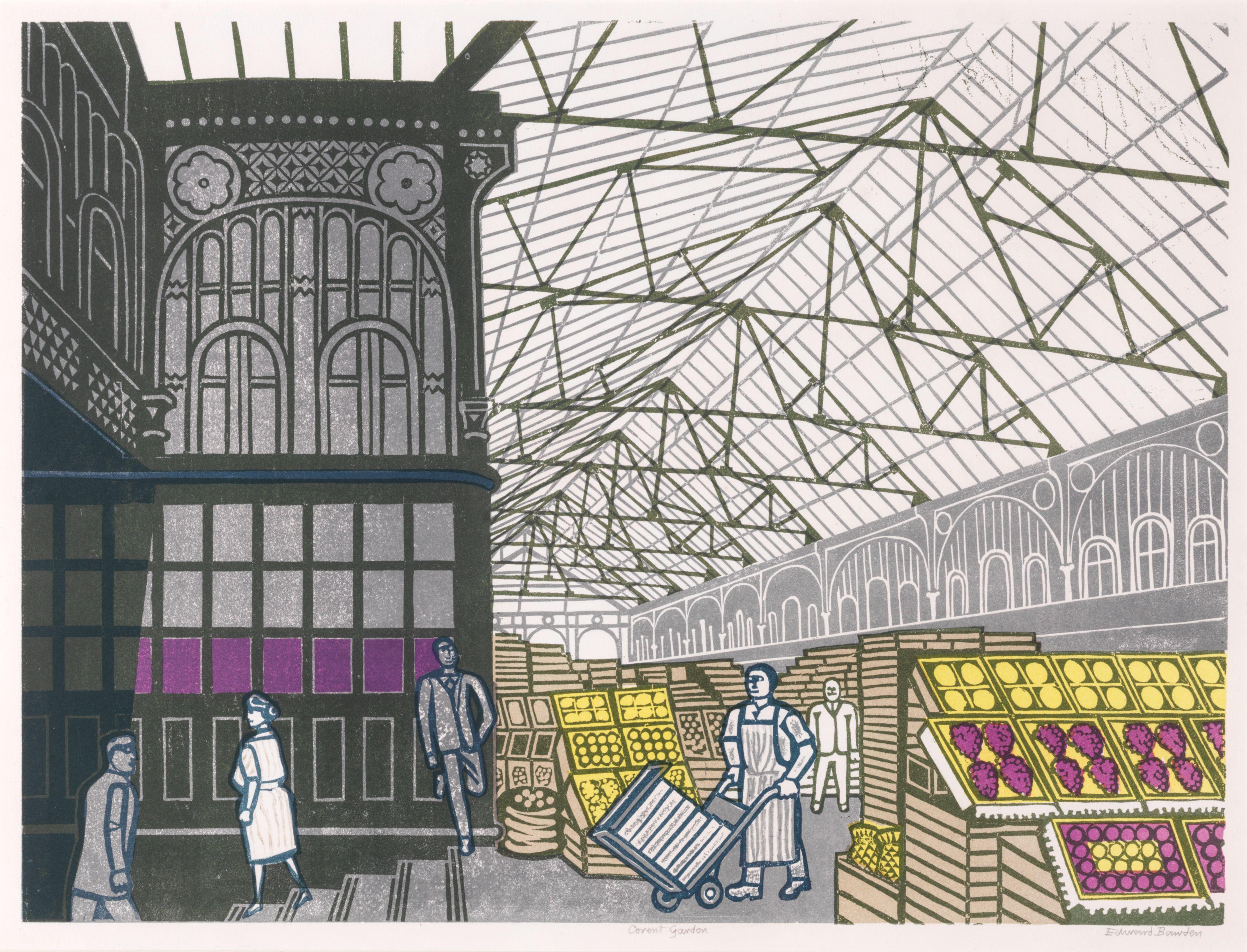 Edward Bawden R.A. - Covent Garden Foreign Fruit Market, from \'Six London Markets\'