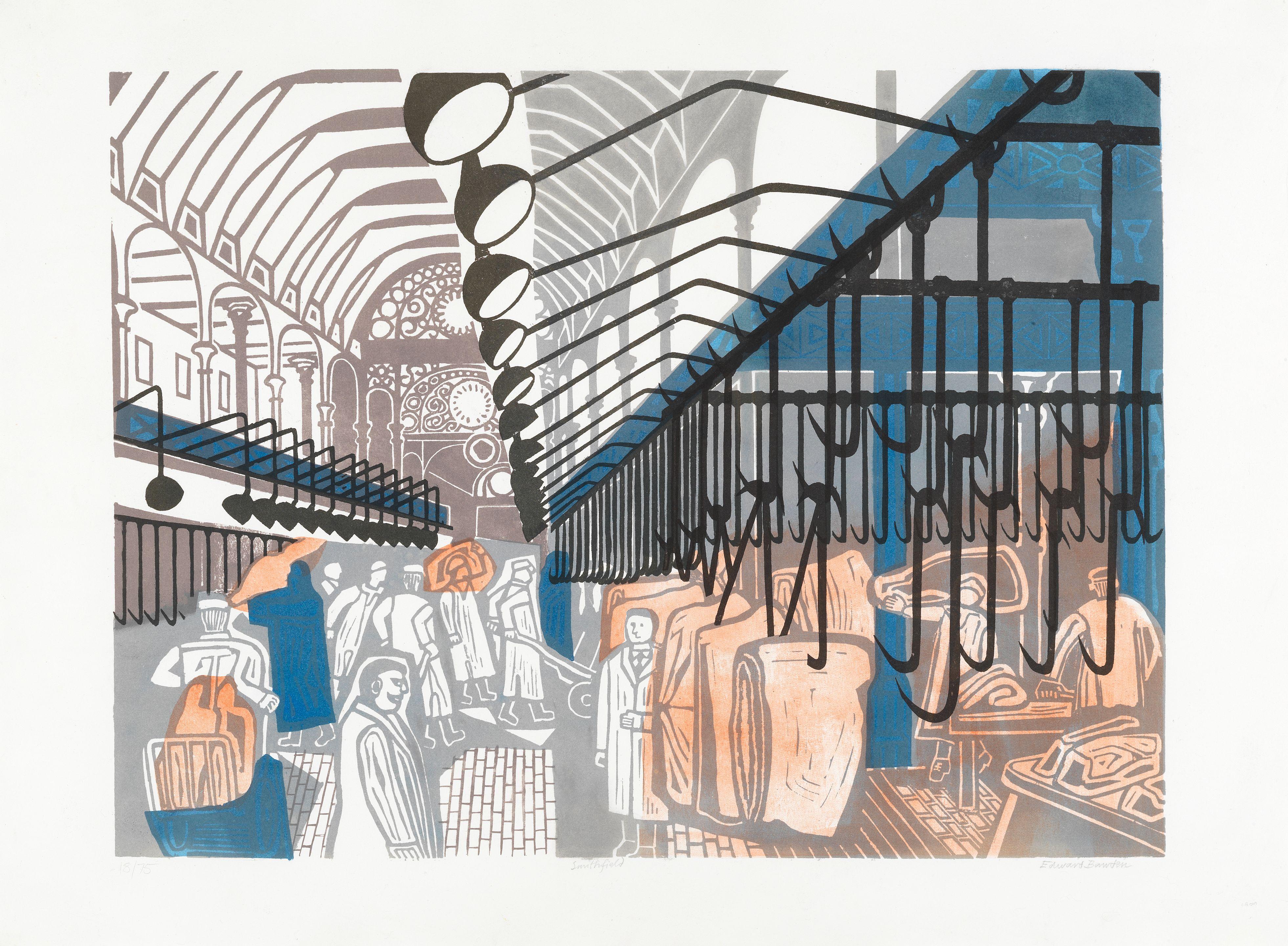 Edward Bawden R.A. - Smithfield Market, From \'Six London Markets\'