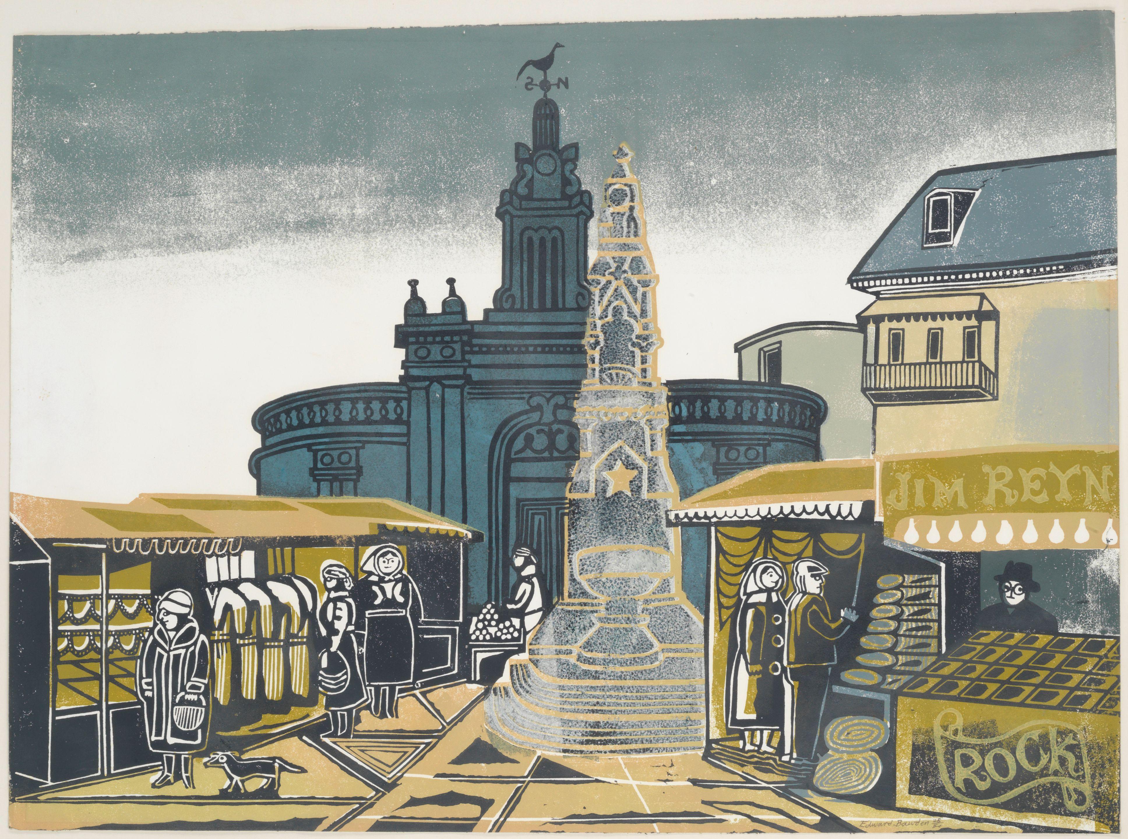 Edward Bawden R.A. - The Market Place, Saffron Walden