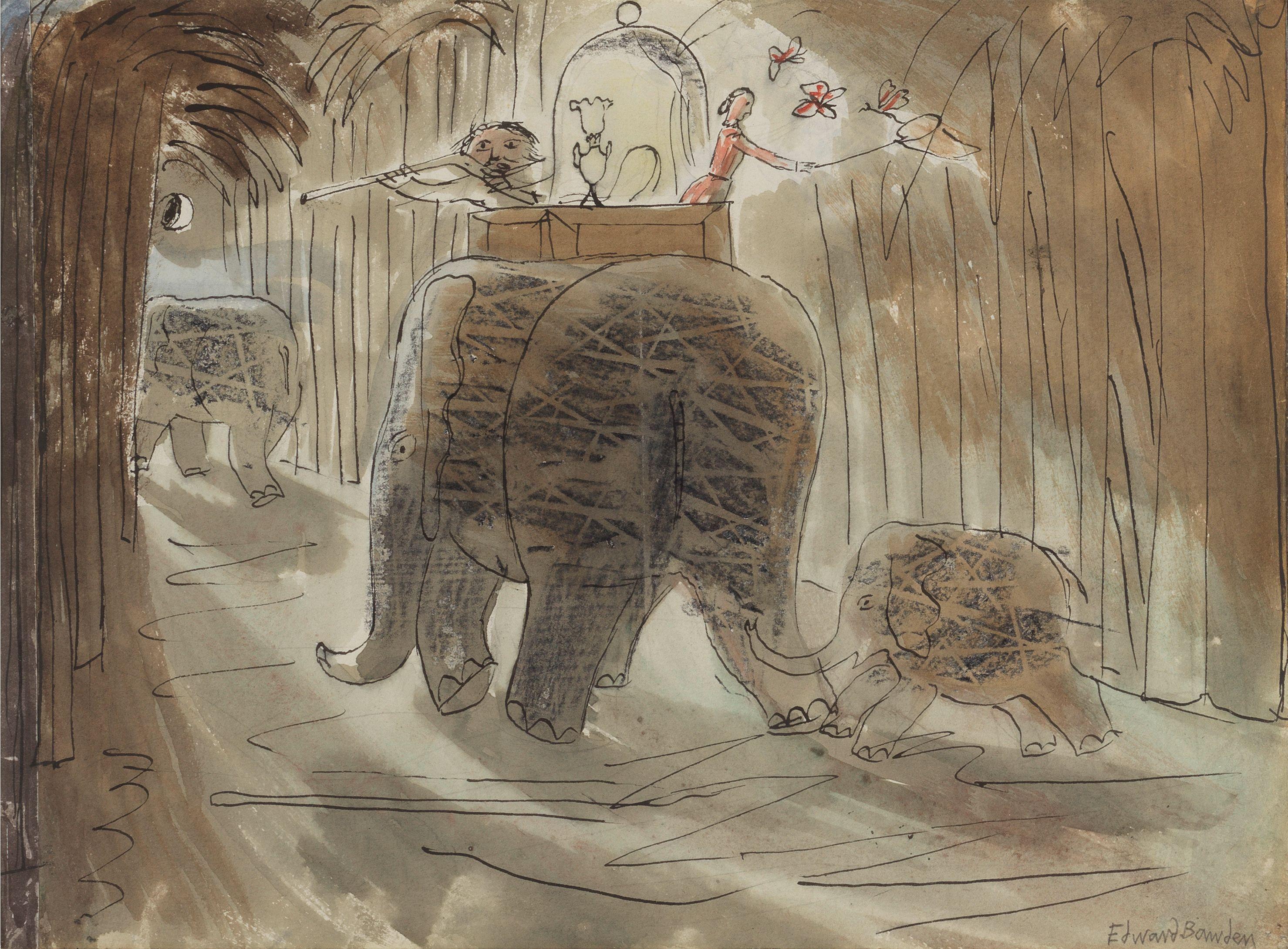 Edward Bawden R.A. - They Began Slowly to Travel Along the Coast Between Bombay and Ceylon, an illustration for Lady Filmy Fern