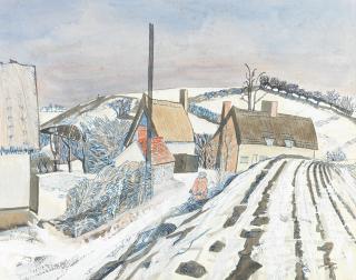 Edward Bawden R.A. - Winter Farm Scene