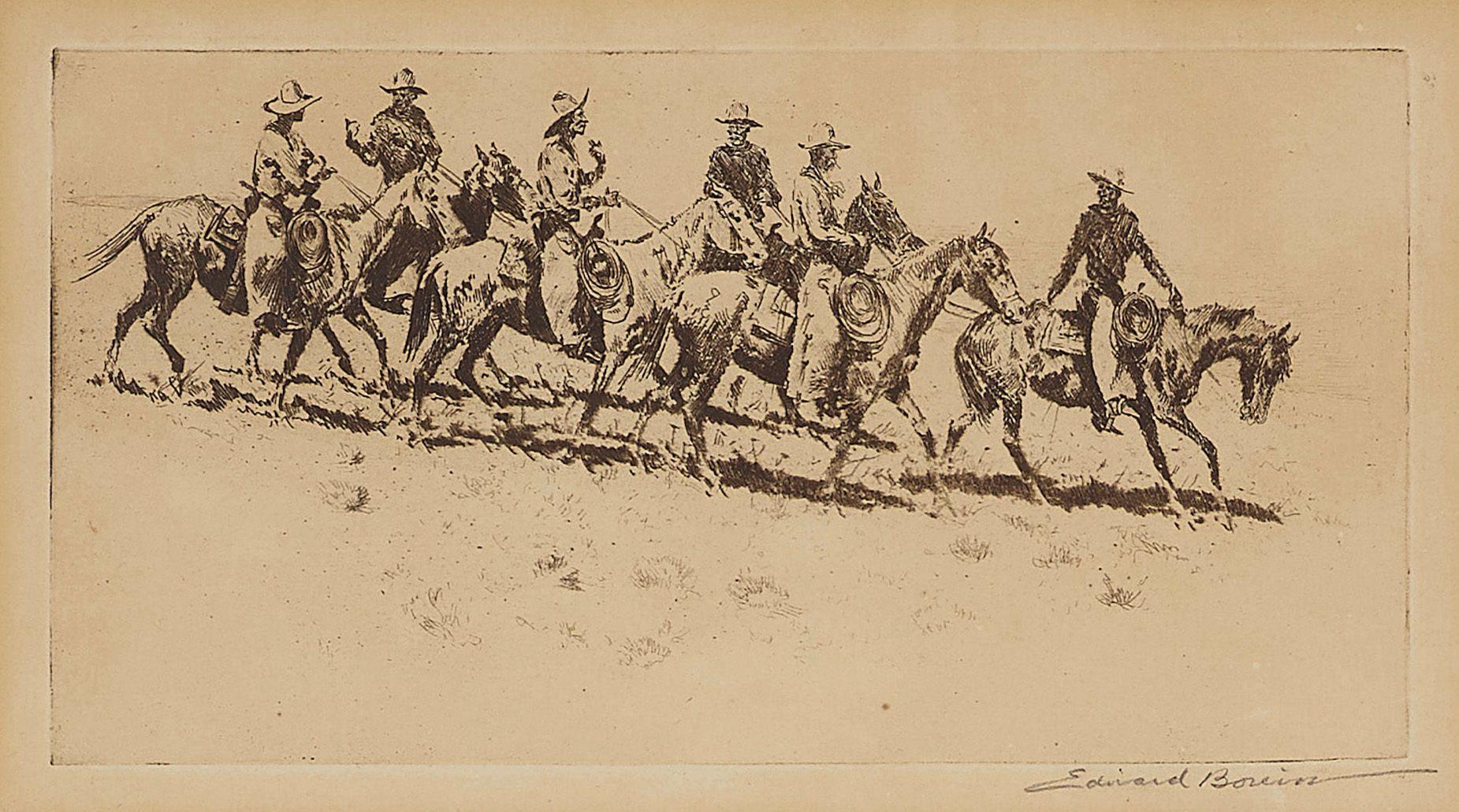 Edward Borein - Arizona Cowpunchers; Race to the Wagon, No. 1; Wild Cattle, No. 2 3