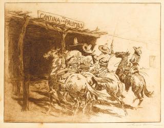 Edward Borein - Cantina de las Palomas, No. 2, (Galvin 271), c. 1915