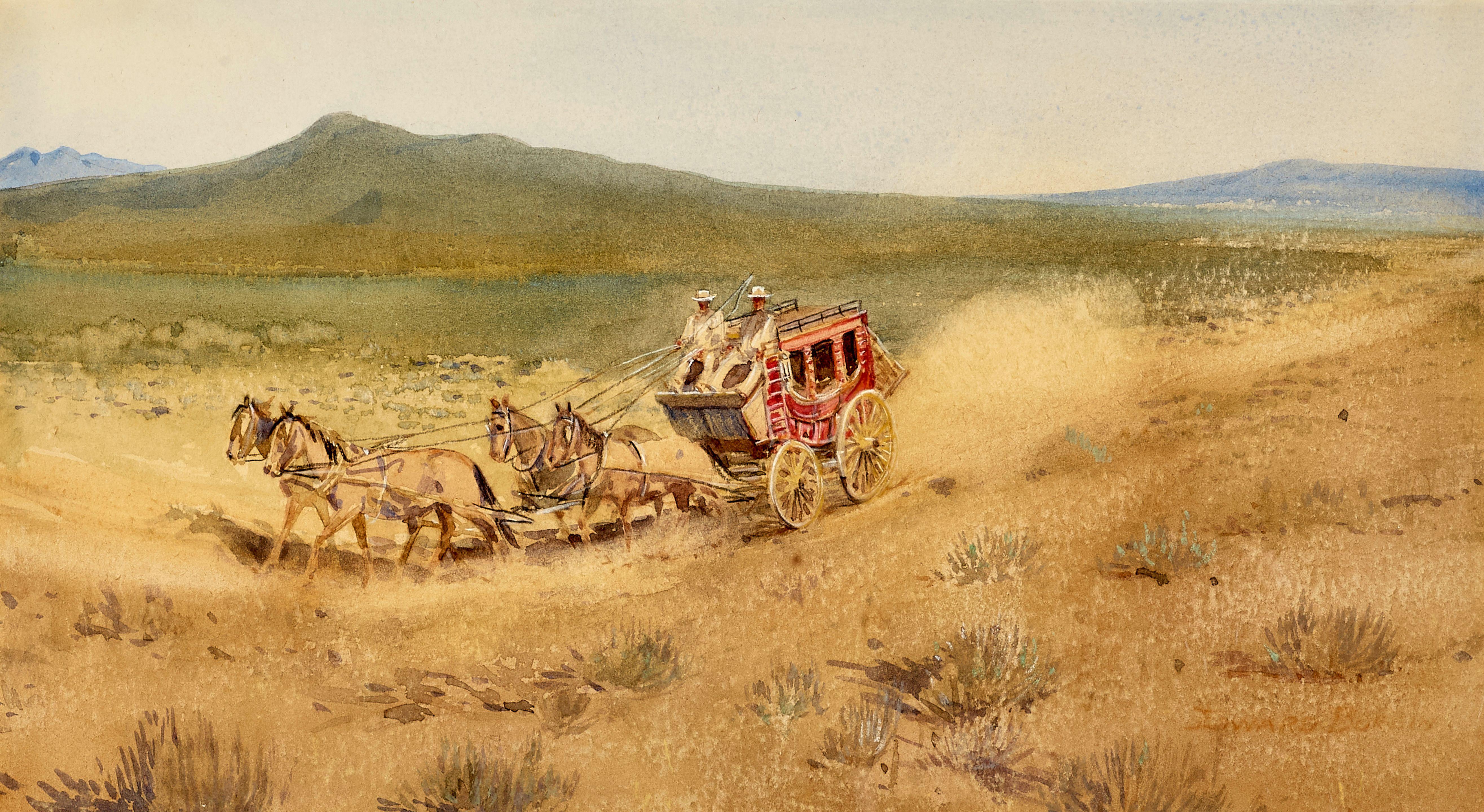 Edward Borein - Concord Coach sight 8 1/4 x 15 in. framed 19 x 26 in.