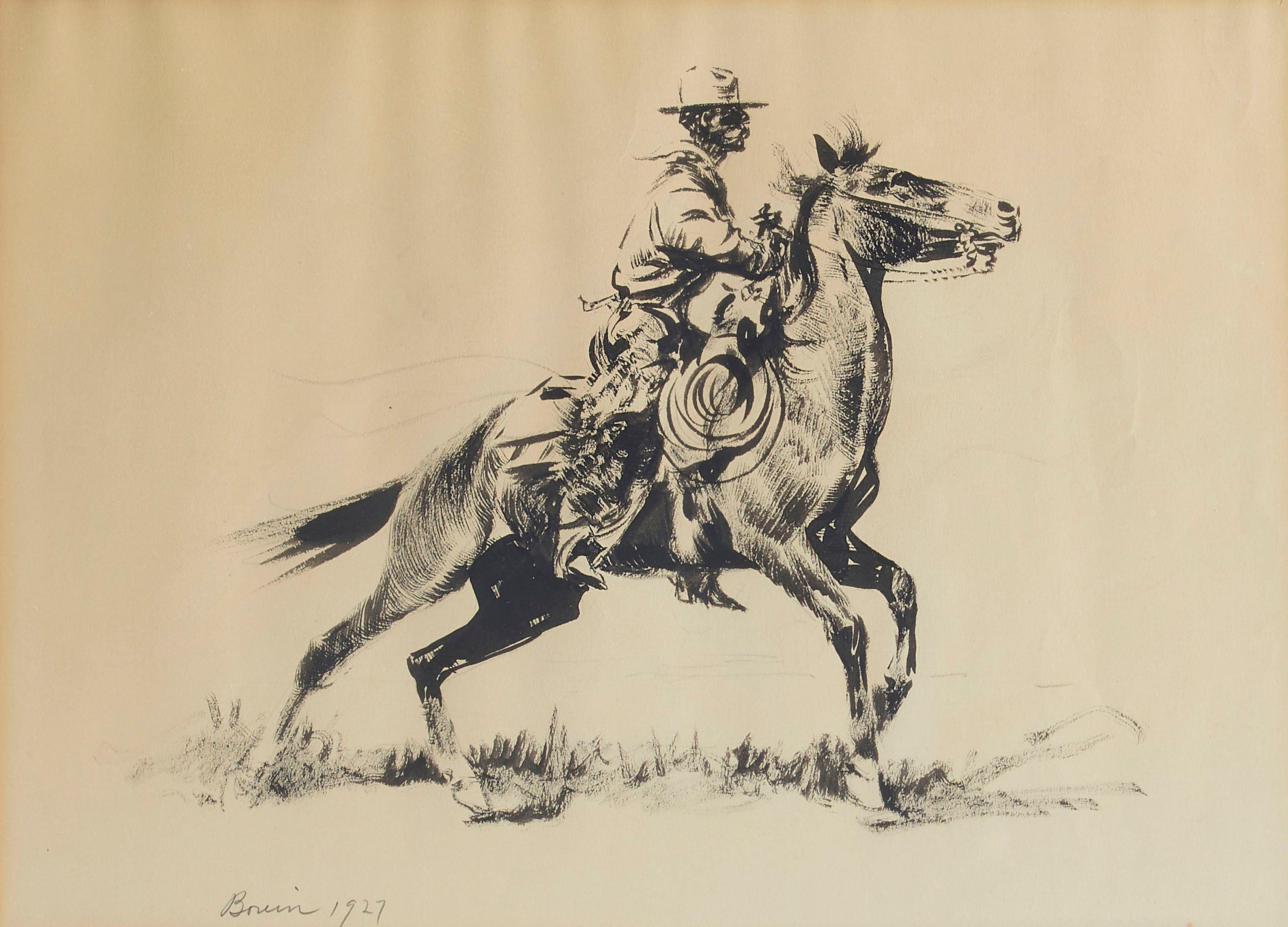 Edward Borein - Cowboy on Horseback