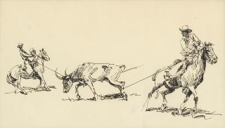 Edward Borein - Roping Study
